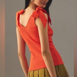 Maeve Anthropologie Red Orange Rafaela Bow-Tie Tank